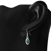 Abalone Oval Silver Earrings - e351h